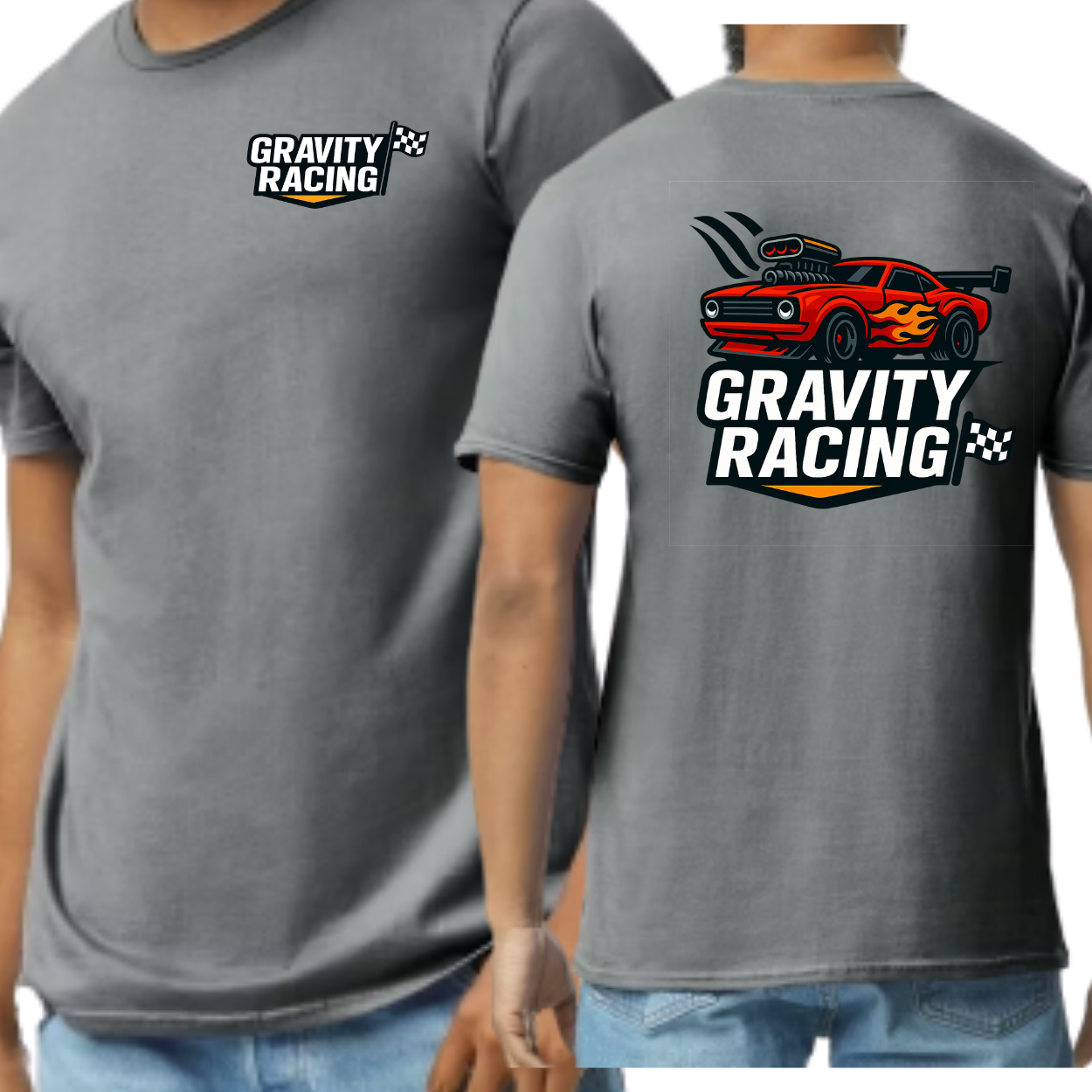 Gravity Racing- Charcoal- Pocket Large back- Tshirt
