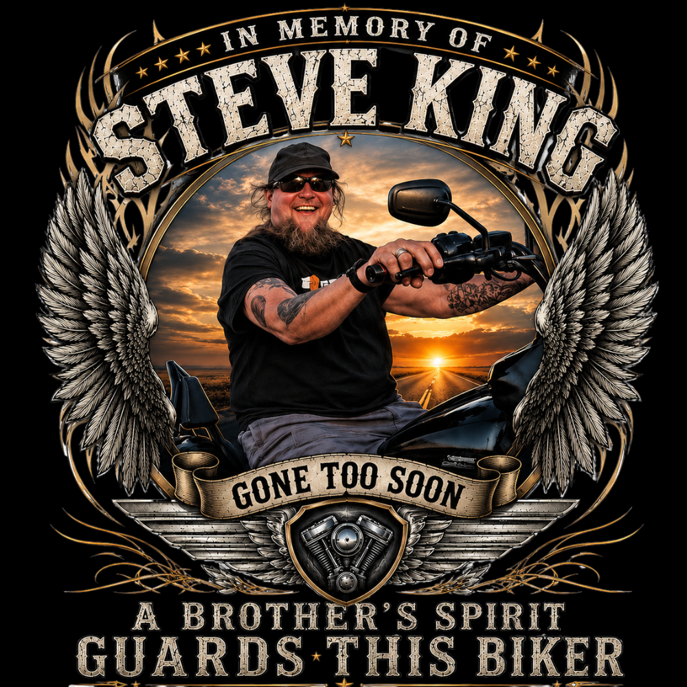 Steve King Memorial- Tshirt- "A Brother's Spirit Guards This Biker"