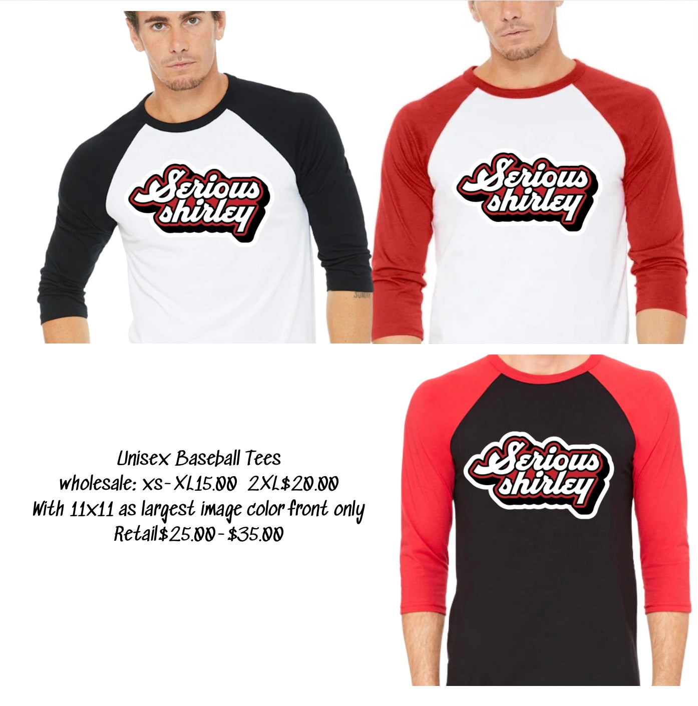 Serious Shirley Logo baseball tee