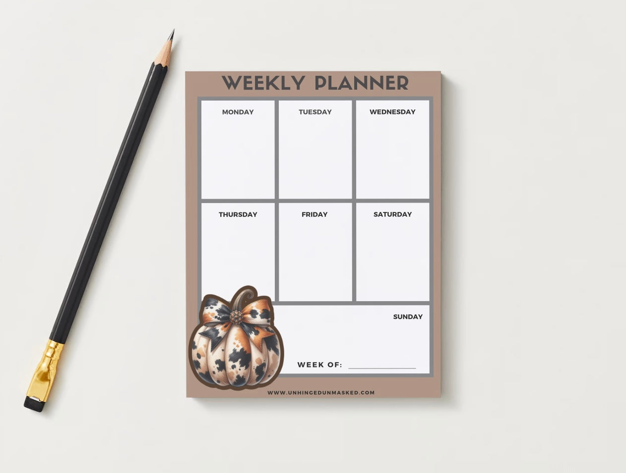 Cow print pumpkin weekly planner