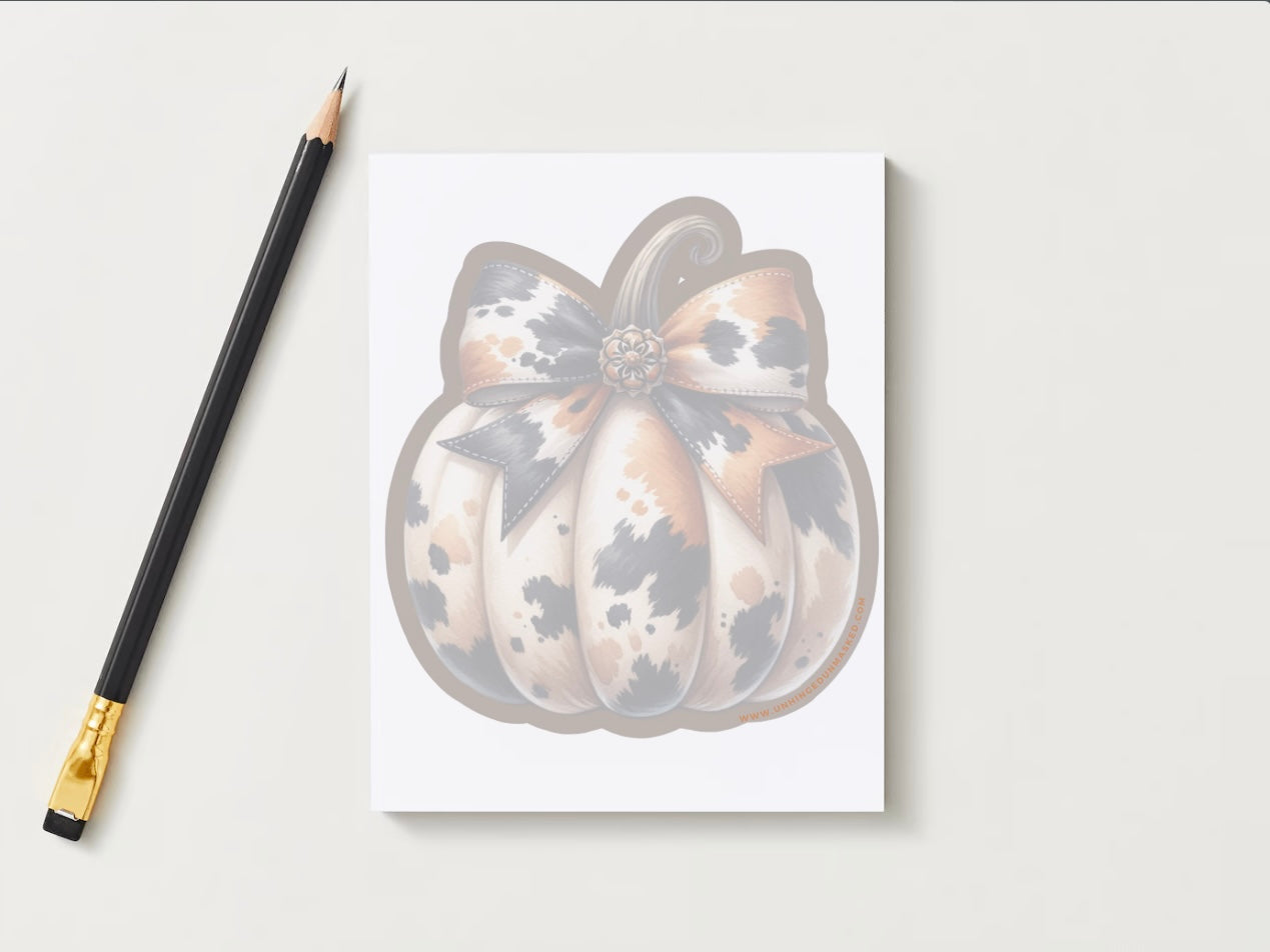 Cow print pumpkin unlined note pad