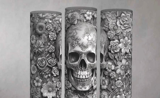 Skulls & Flowers in gunmetal Tumbler