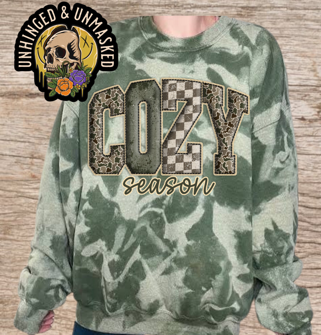 Cozy Season-- Bleached Crew Neck