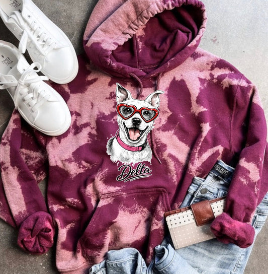 Pink/Burgundy Hoodie- Custom Furbaby