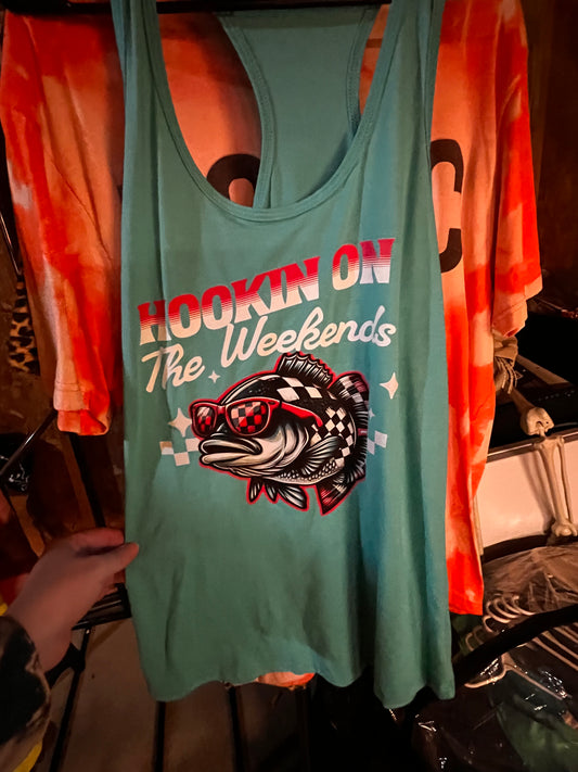 Hookin on the weekends tank top runs small —large