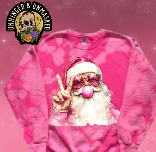 Santa Bubblegum-- Bleached Crew Neck