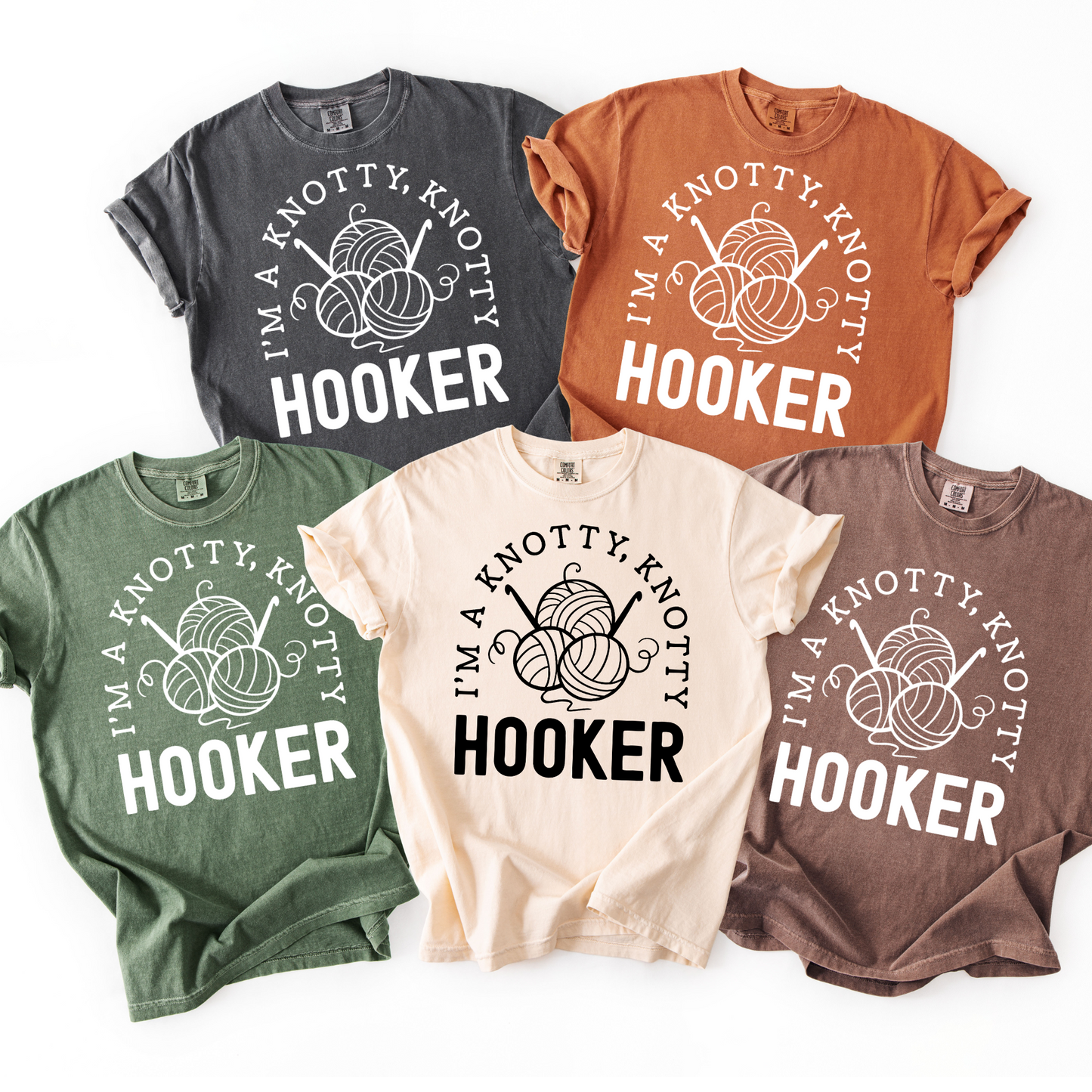 Tashi B-Knotty Hooker- Neutral Solid- White Font