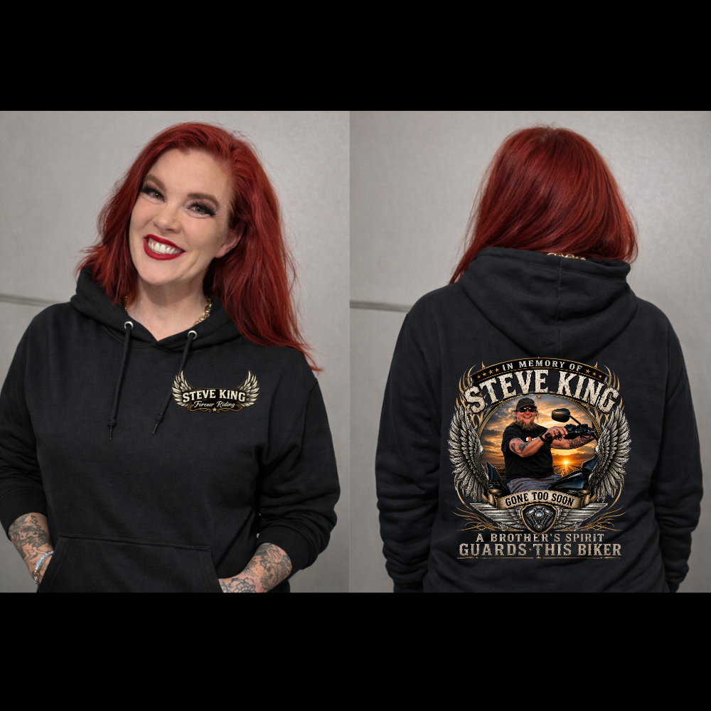 Steve King Memorial- - Black- "A Brother's Spirit Guards This Biker"