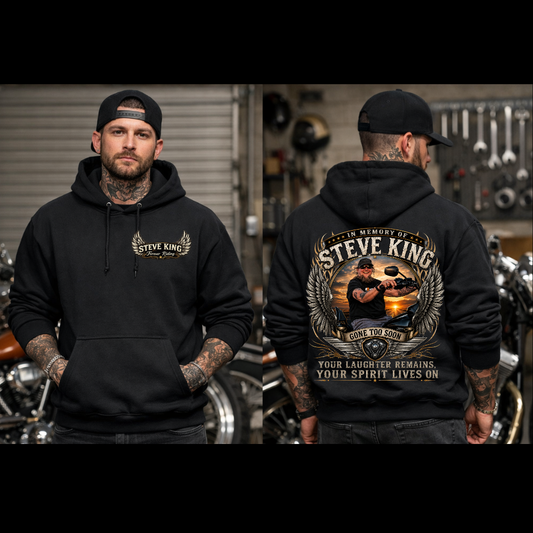 Steve King Memorial- Black-"Your Laughter Remains, Your Spirit Lives On"
