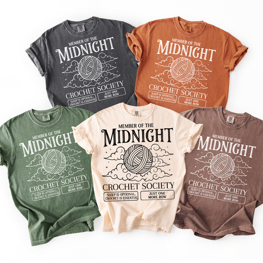 Tashi B-Midnight Crochet- Neutral Solid- White Font