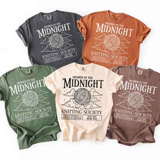 Tashi B-Midnight Knitting- Neutral Solid- White Font