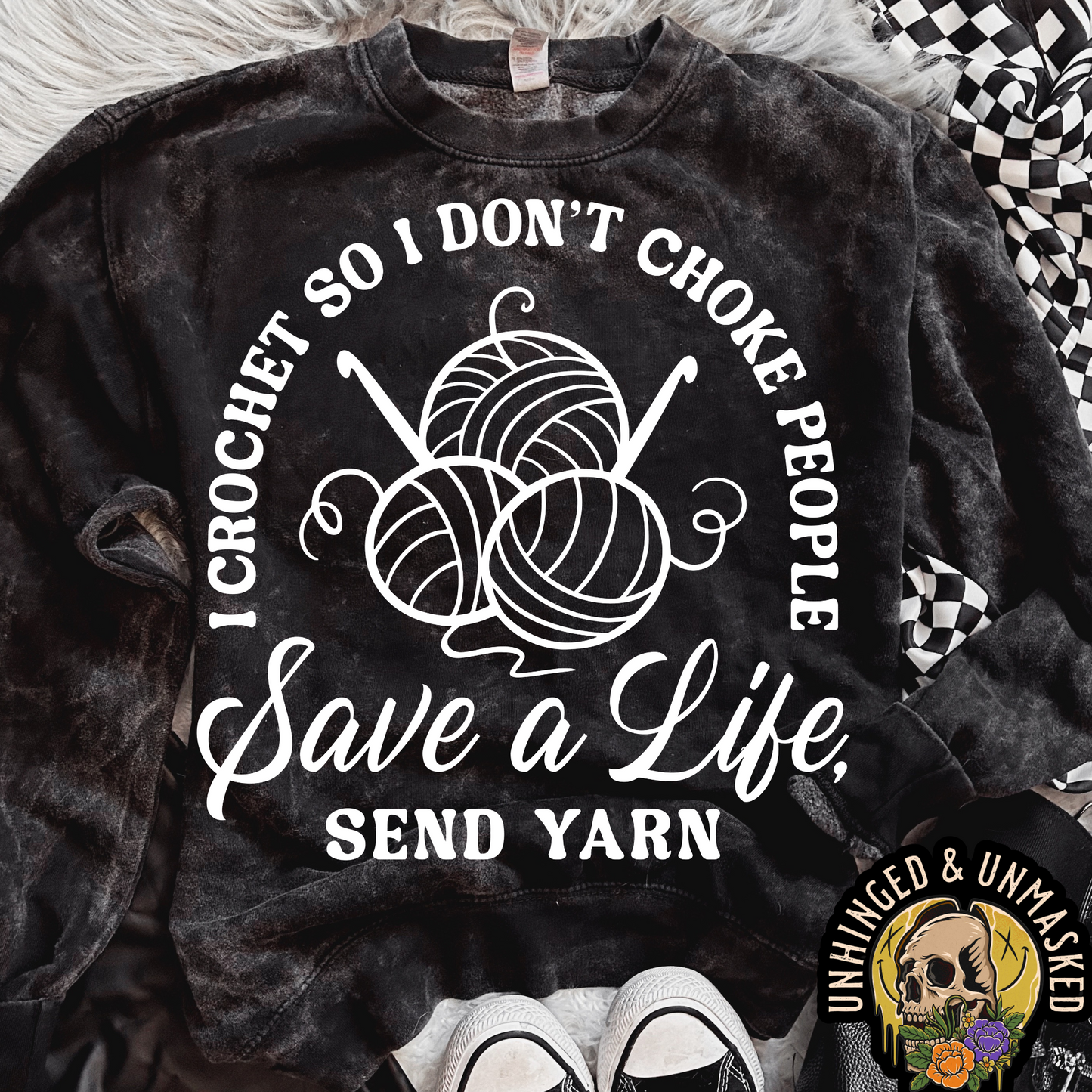 Tashi B-Save a life, send yarn- Premium Crew Neck