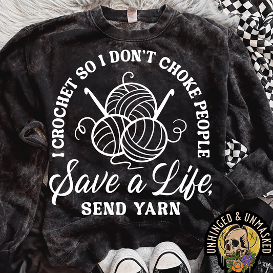 Tashi B- Save a life, send yarn-Crew Neck