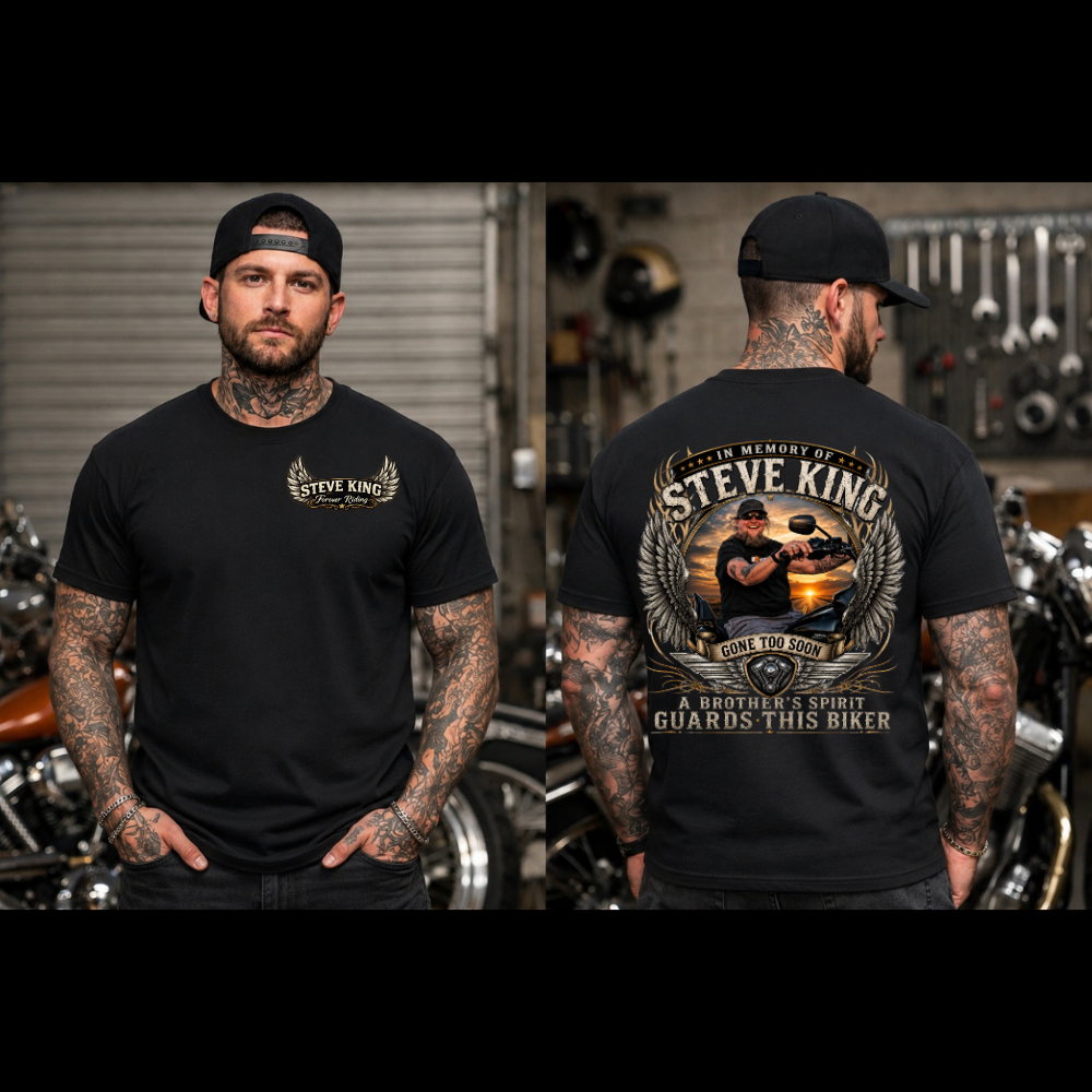 Steve King Memorial- Tshirt- "A Brother's Spirit Guards This Biker"