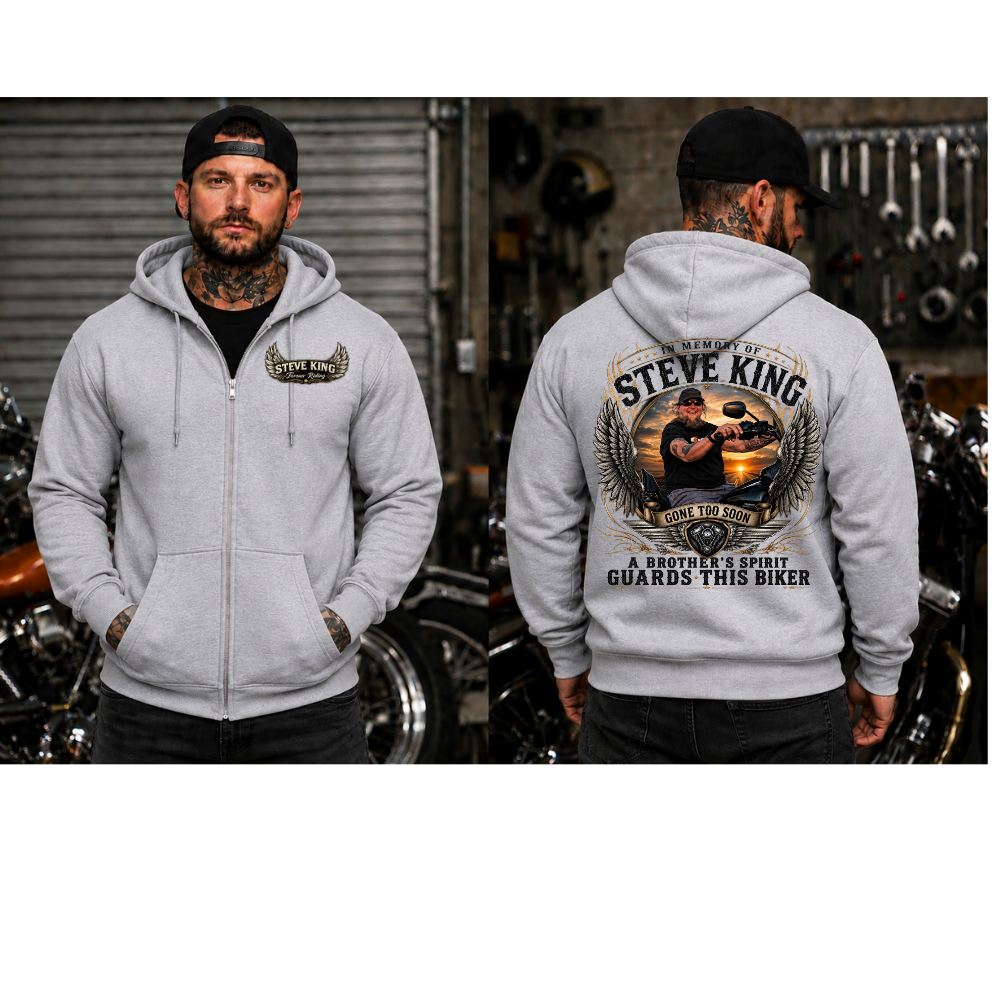 Steve King Memorial- Sport Grey- "A Brother's Spirit Guards This Biker"