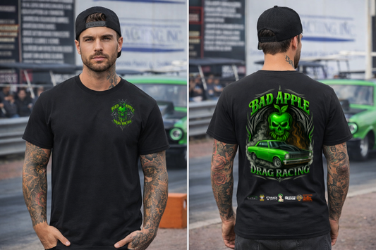 Bad Apple-2026-Pocket with large skull and car-Tshirt