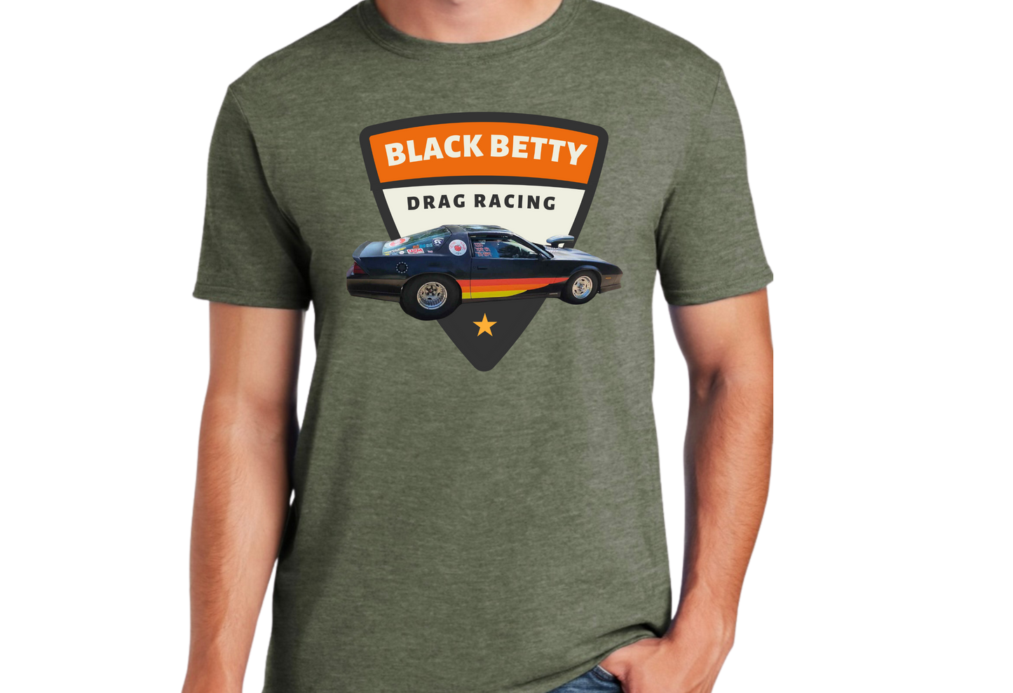 Black Betty- Military Green Tshirt- Retro- Full Front