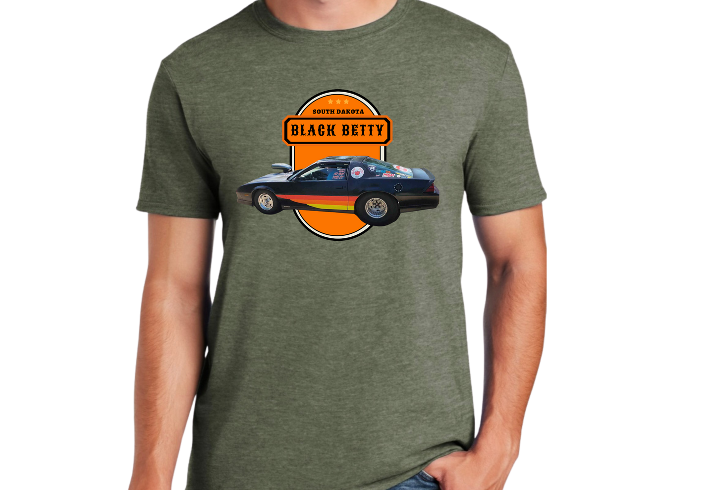 Black Betty- Military Green Tshirt- Oval- Full Front