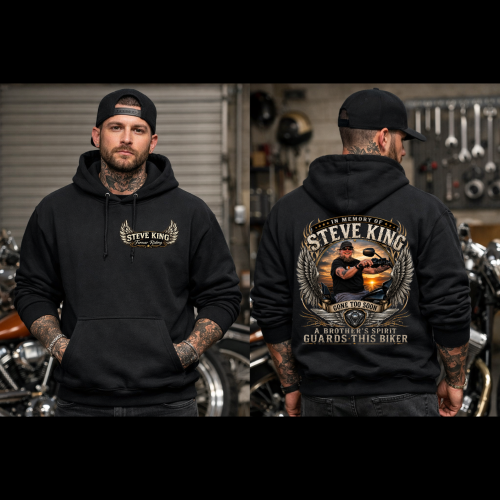 Steve King Memorial- - Black- "A Brother's Spirit Guards This Biker"