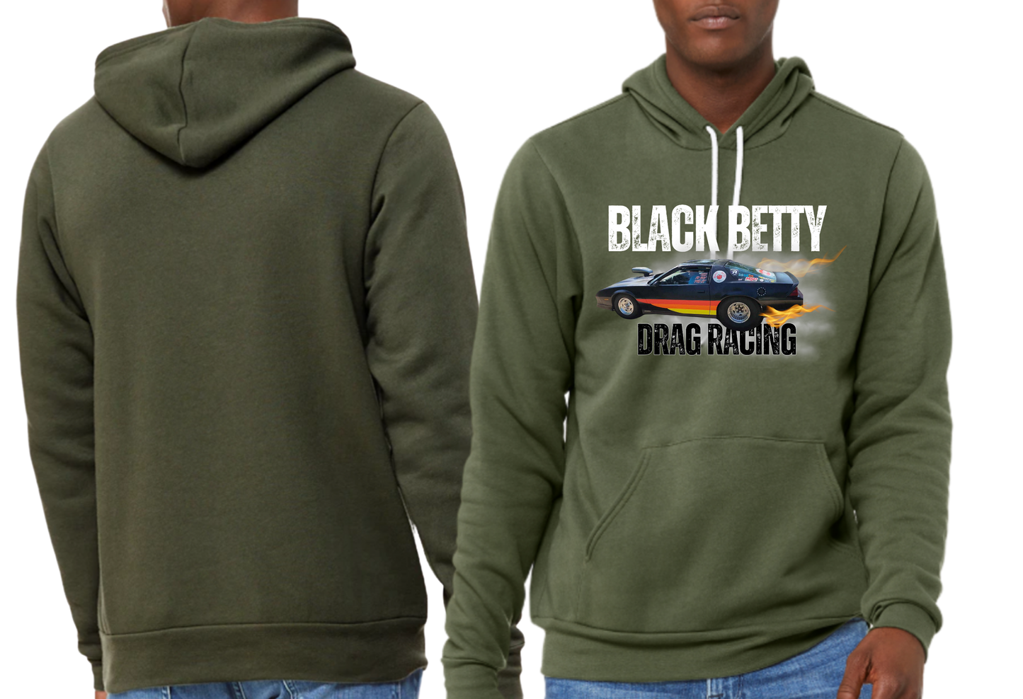 Black Betty- Military Green PREMIUM Hoodie-Main Car-Full Front