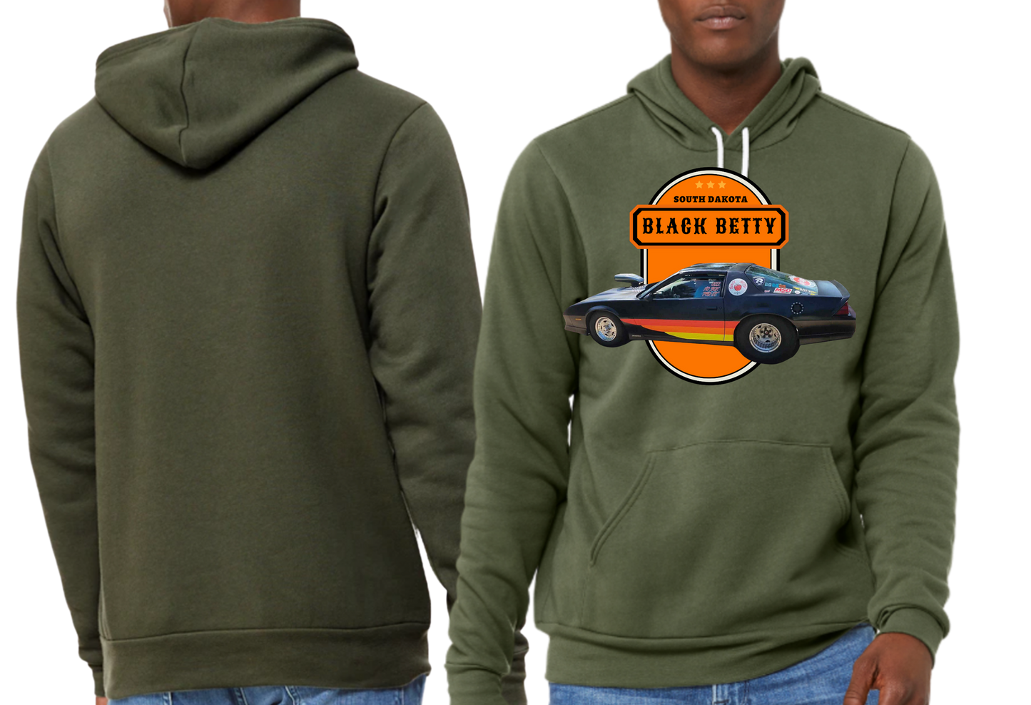 Black Betty- Military Green PREMIUM Hoodie- Oval-Full Front