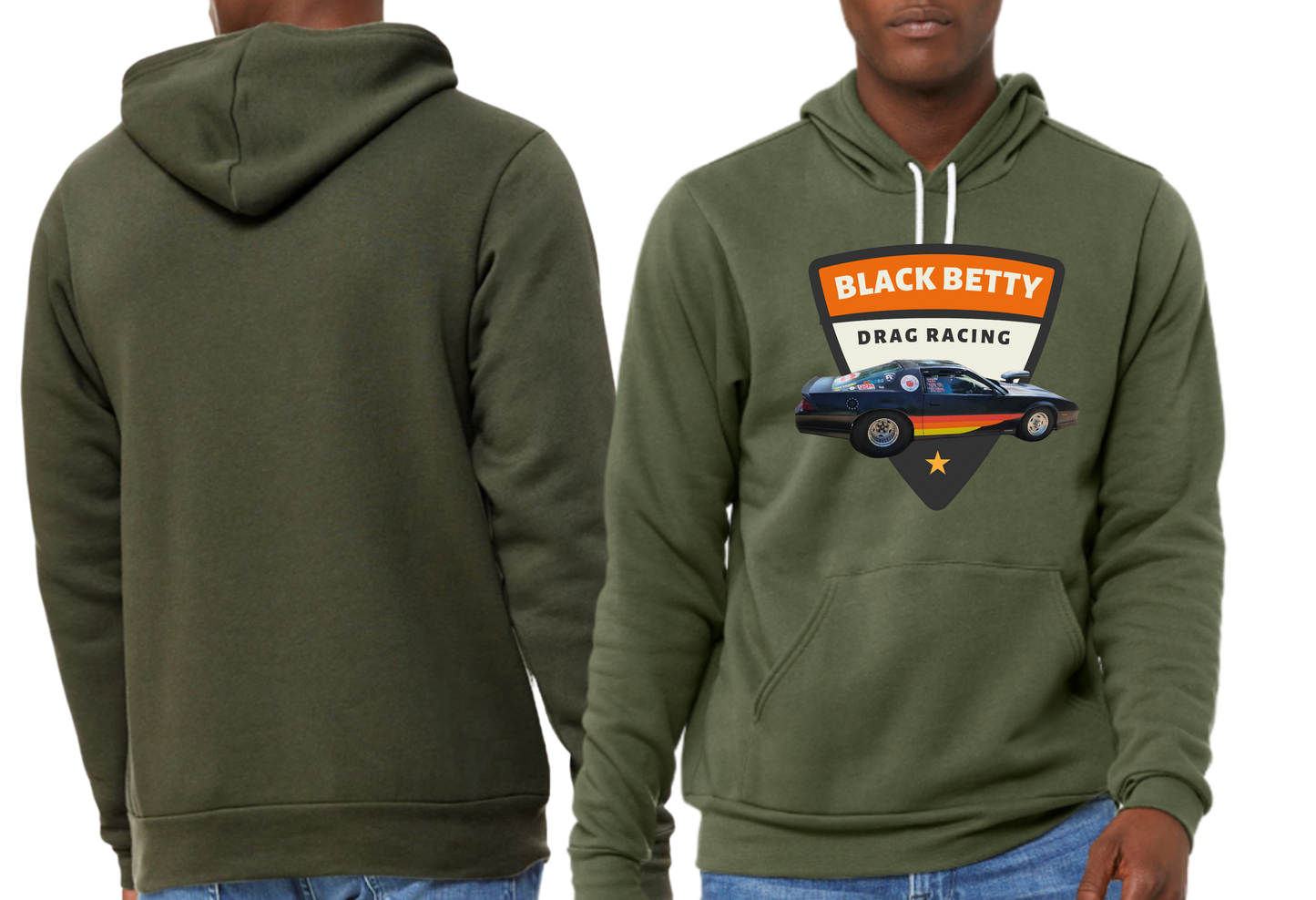 Black Betty- Military Green PREMIUM Hoodie- Retro-Full Front