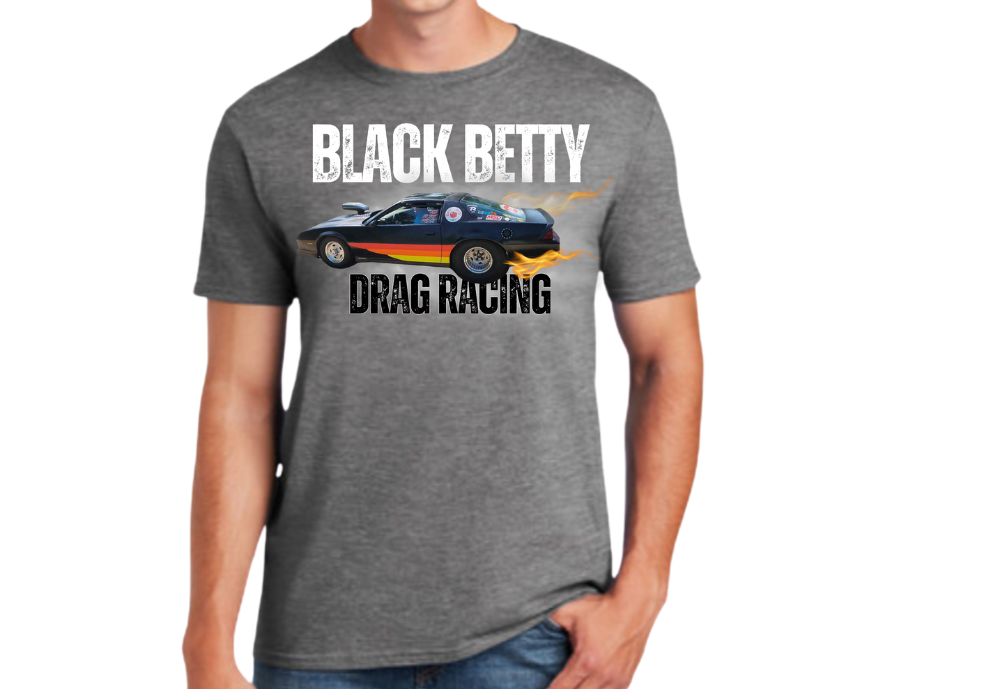 Black Betty- Charcoal Tshirt- Car Full Front