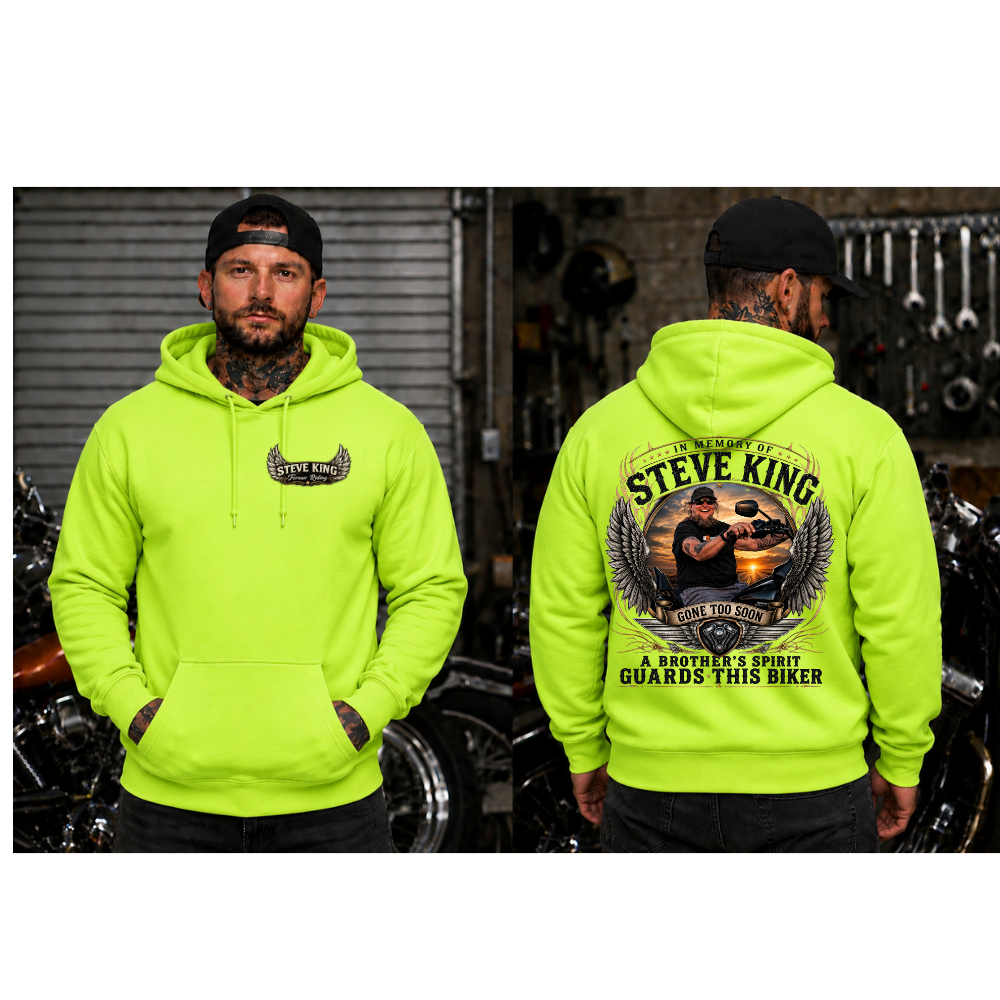 Steve King Memorial- High Viz Green- "Your Laughter Remains, Your Spirit Lives On"